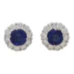 Contemporary Sapphire and Diamond Cluster Earrings