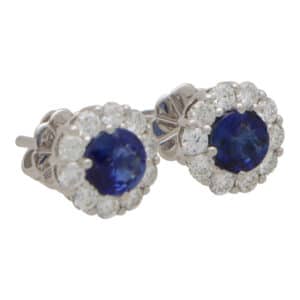 Contemporary Sapphire and Diamond Cluster Earrings