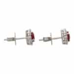 Contemporary Ruby and Diamond Cluster Earrings