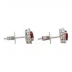Contemporary Ruby and Diamond Cluster Earrings in White Gold