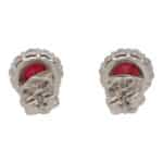 Contemporary Ruby and Diamond Cluster Earrings