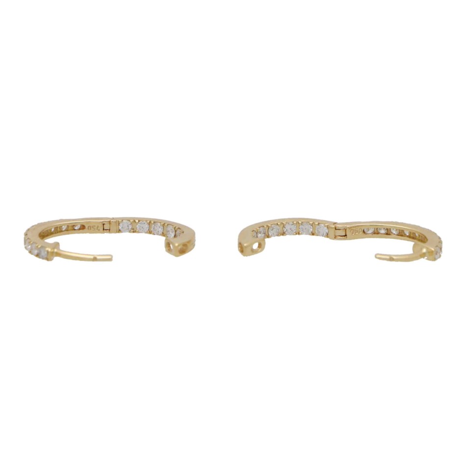 Contemporary Diamond Hoop Earrings in Yellow Gold