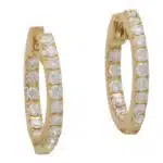 Contemporary Diamond Hoop Earrings in Yellow Gold