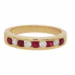 Ruby and Diamond Half Eternity Band Ring