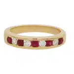 Ruby and Diamond Half Eternity Band Ring