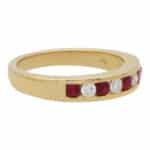 Ruby and Diamond Half Eternity Band Ring