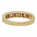 Ruby and Diamond Half Eternity Band Ring