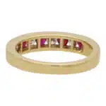 Ruby and Diamond Half Eternity Band Ring