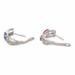 Contemporary Ruby, Blue Sapphire and Diamond Hoop Earrings