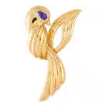 Vintage 1980's Boucheron Lapis and Diamond Bird Brooch