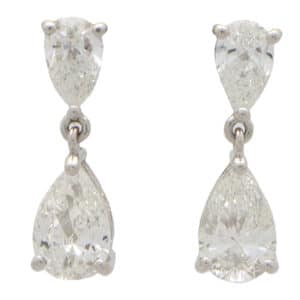 GIA Certified Pear Cut Diamond Drop Earrings