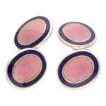Contemporary Pink and Navy Enamelled Oval Chain Cufflinks