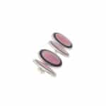 Contemporary Pink and Navy Enamelled Oval Chain Cufflinks