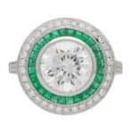 GIA Certified Diamond and Emerald Double Target Ring