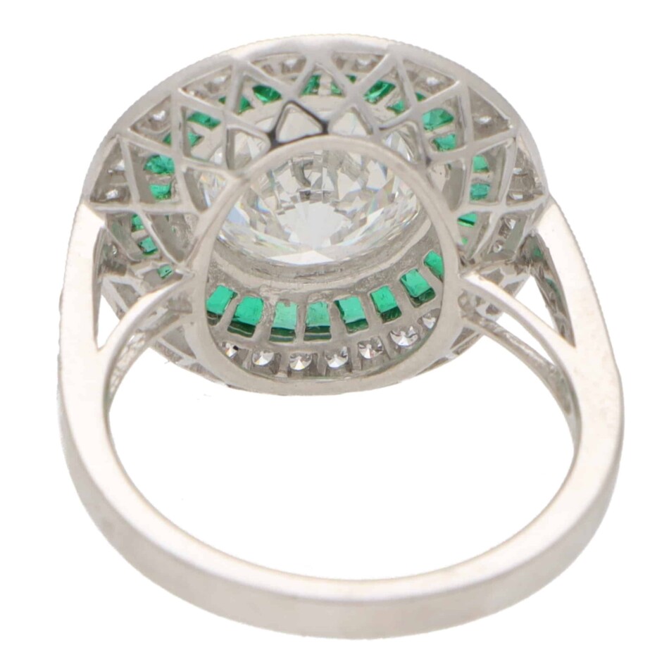 GIA Certified Diamond and Emerald Double Target Ring