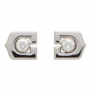 Vintage Cartier C Diamond Stud Earrings