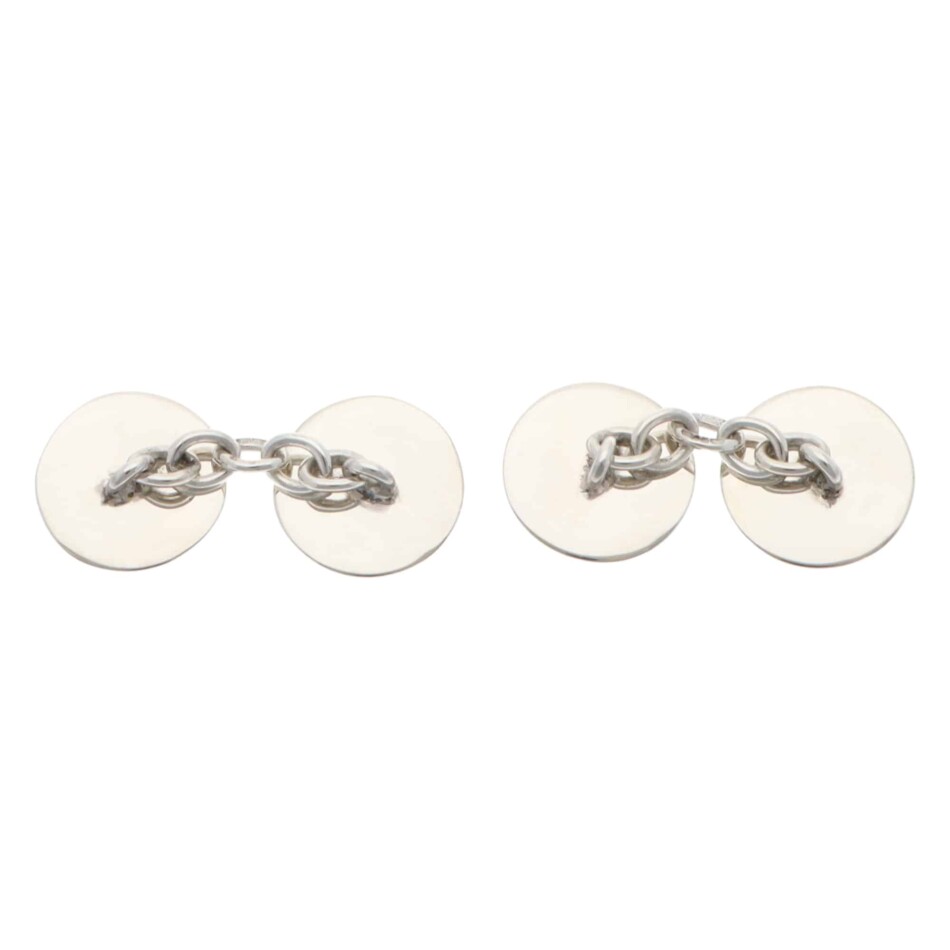 Contemporary Pink and Navy Enamelled Oval Chain Cufflinks