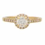 Contemporary Diamond Halo Ring in Yellow Gold