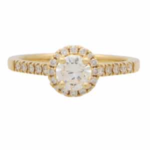 Contemporary Diamond Halo Ring in Yellow Gold