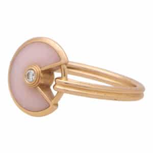 Vintage Cartier Pink Opal and Diamond Amulette Ring
