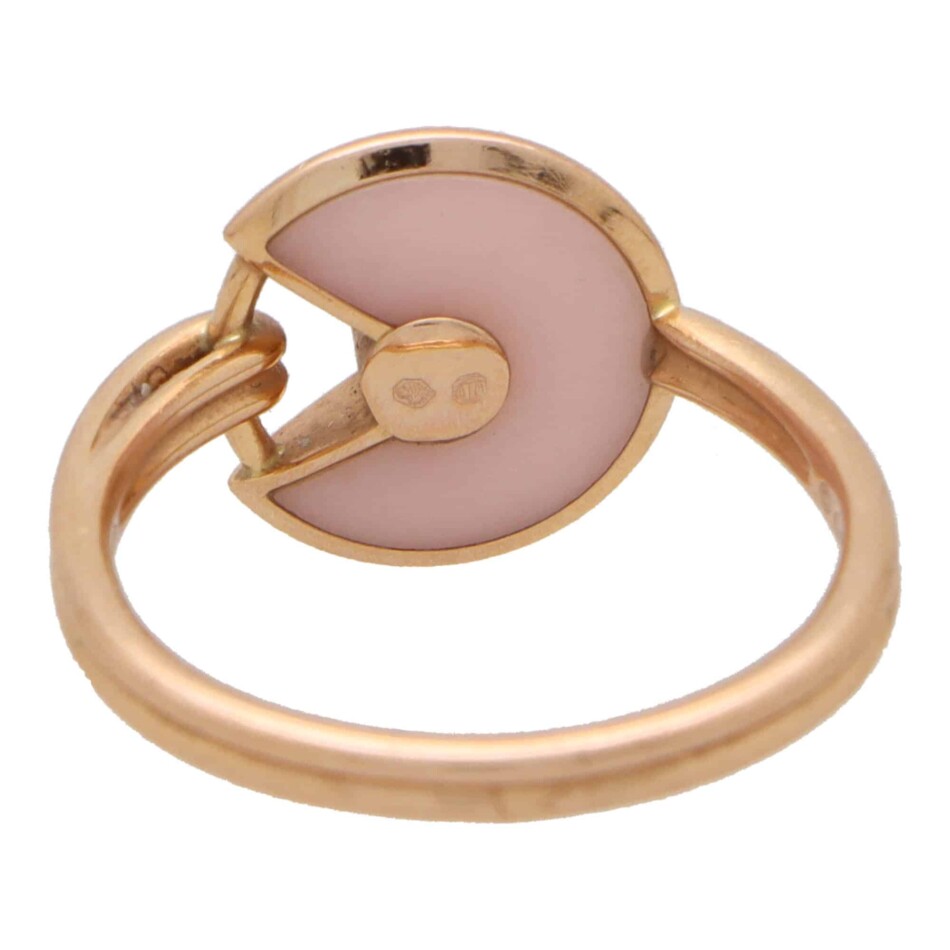 Vintage Cartier Pink Opal and Diamond Amulette Ring