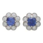 Contemporary Sapphire and Diamond Floral Cluster Earrings