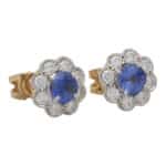 Contemporary Sapphire and Diamond Floral Cluster Earrings