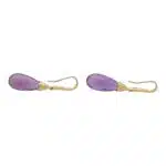 Contemporary Briolette Cut Amethyst and Diamond Drop Earrings