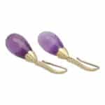 Contemporary Briolette Cut Amethyst and Diamond Drop Earrings