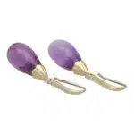 Contemporary Briolette Cut Amethyst and Diamond Drop Earrings