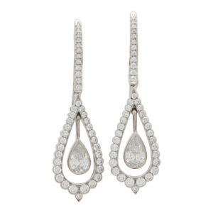 Contemporary Pear Cut Diamond Garland Drop Earrings
