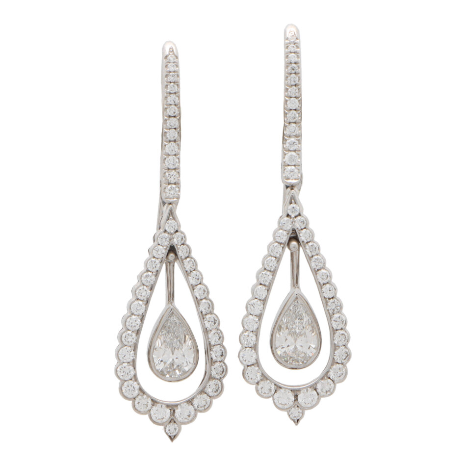 Contemporary Pear Cut Diamond Garland Drop Earrings
