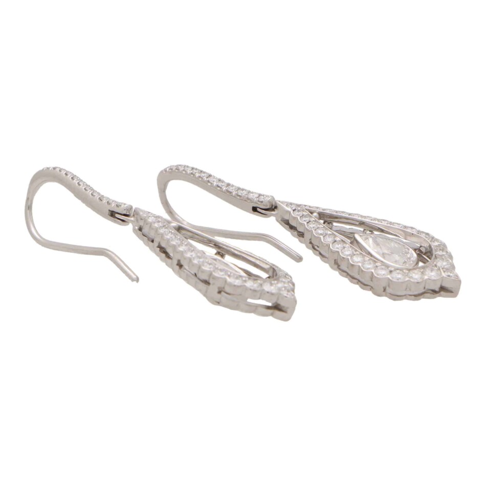 Contemporary Pear Cut Diamond Garland Drop Earrings