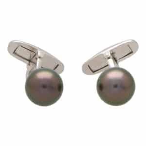 Vintage Mikimoto Tahitian Pearl Swivel Back Cufflinks