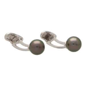 Vintage Mikimoto Tahitian Pearl Swivel Back Cufflinks