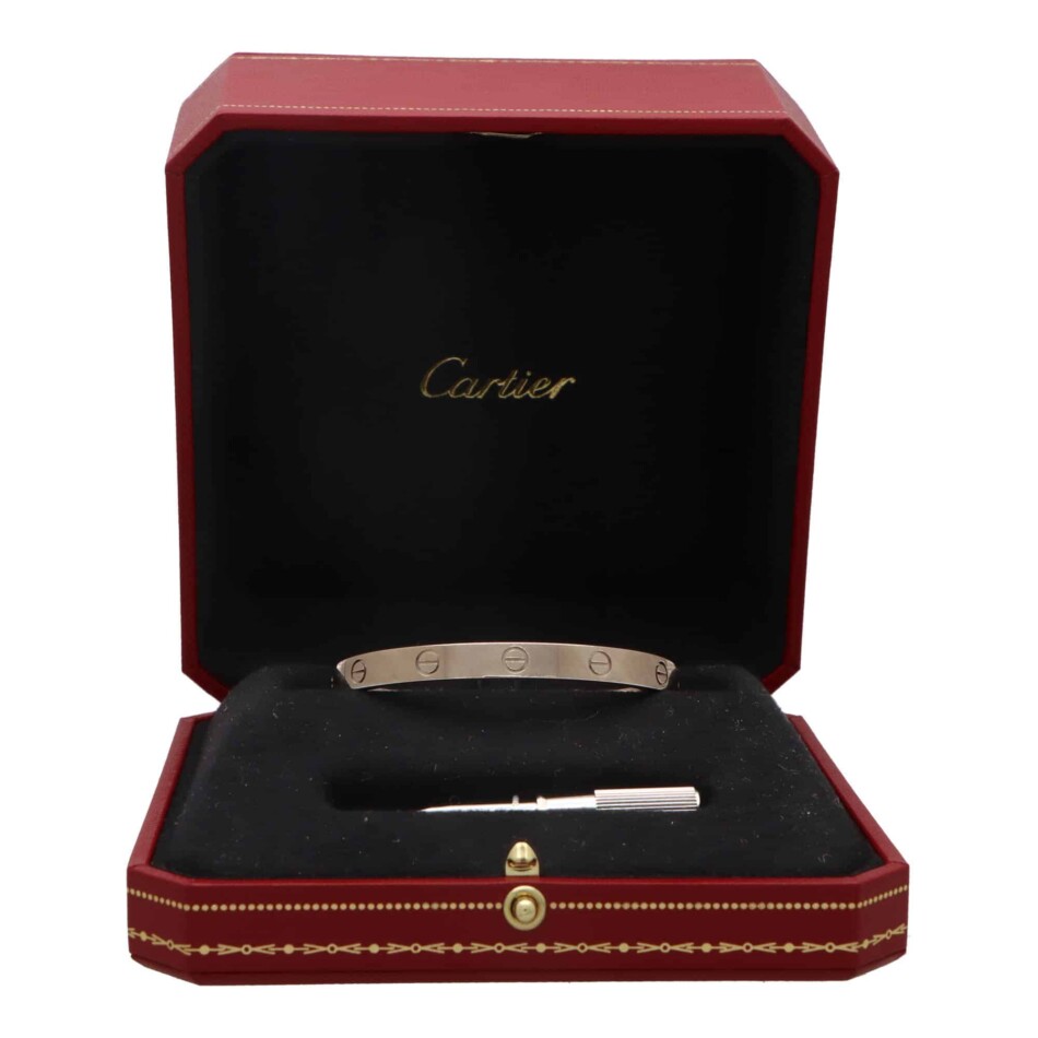 Vintage Cartier Love Bangle in White Gold Size 17