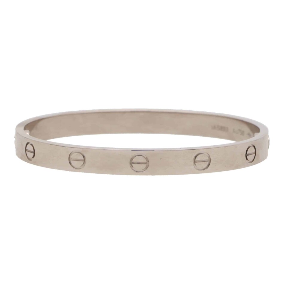 Vintage Cartier Love Bangle in White Gold Size 17