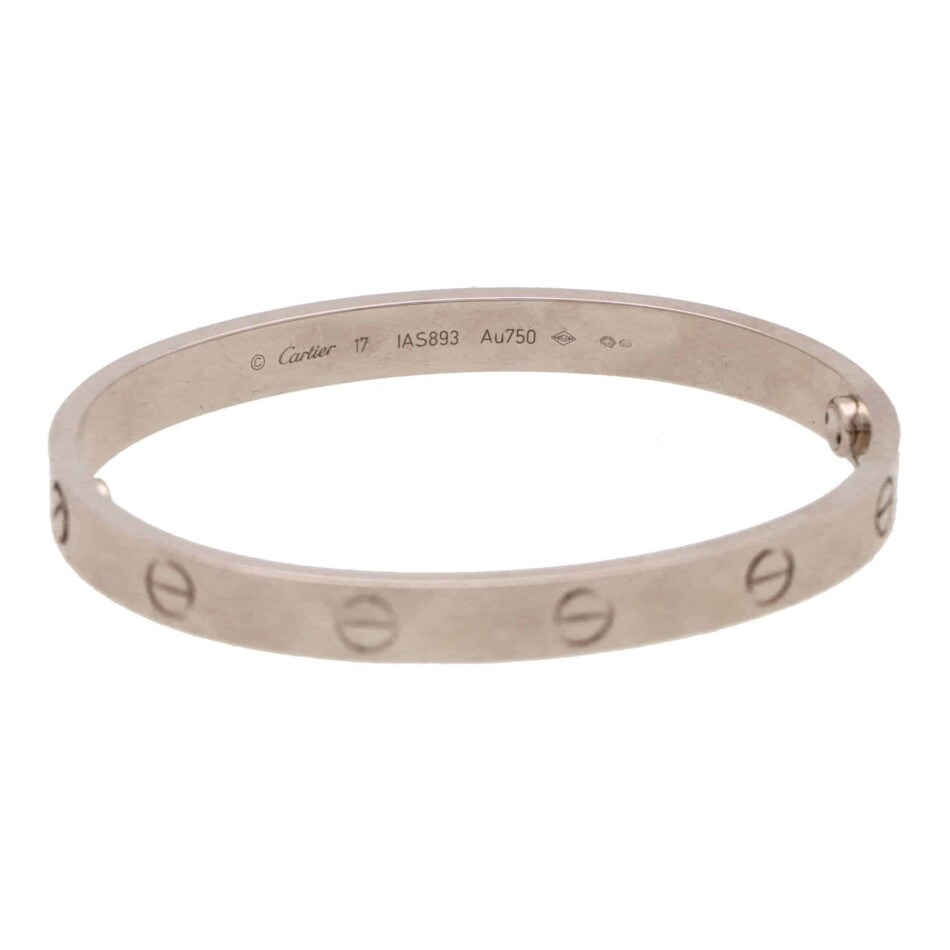 Vintage Cartier Love Bangle in White Gold Size 17