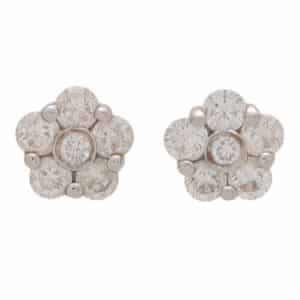 Vintage Floral Diamond Stud Earrings