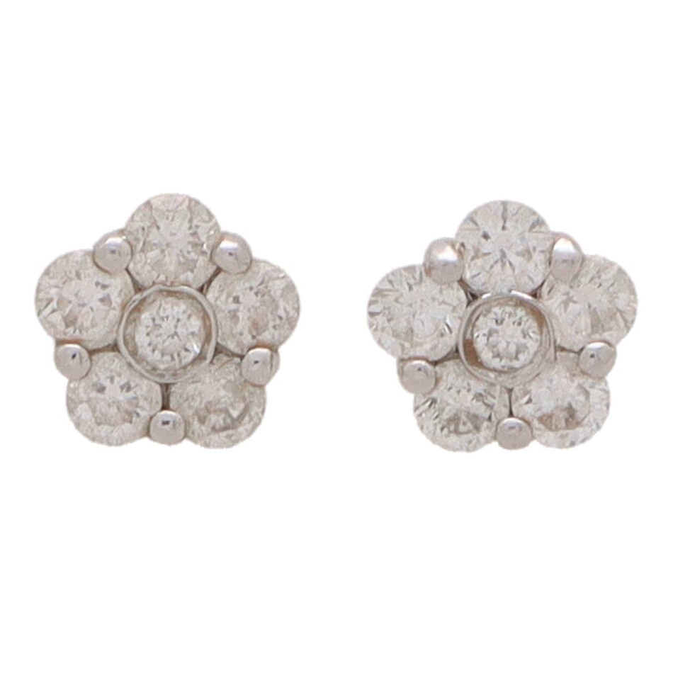 Vintage Floral Diamond Stud Earrings