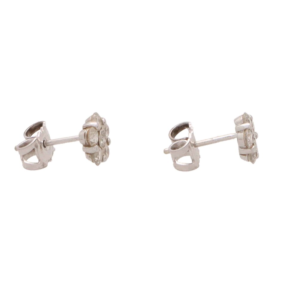 Vintage Floral Diamond Stud Earrings