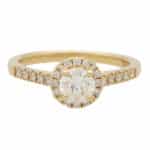 Contemporary Diamond Halo Ring in Yellow Gold