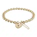 Vintage 1970's Open Link Heart Padlock Bracelet