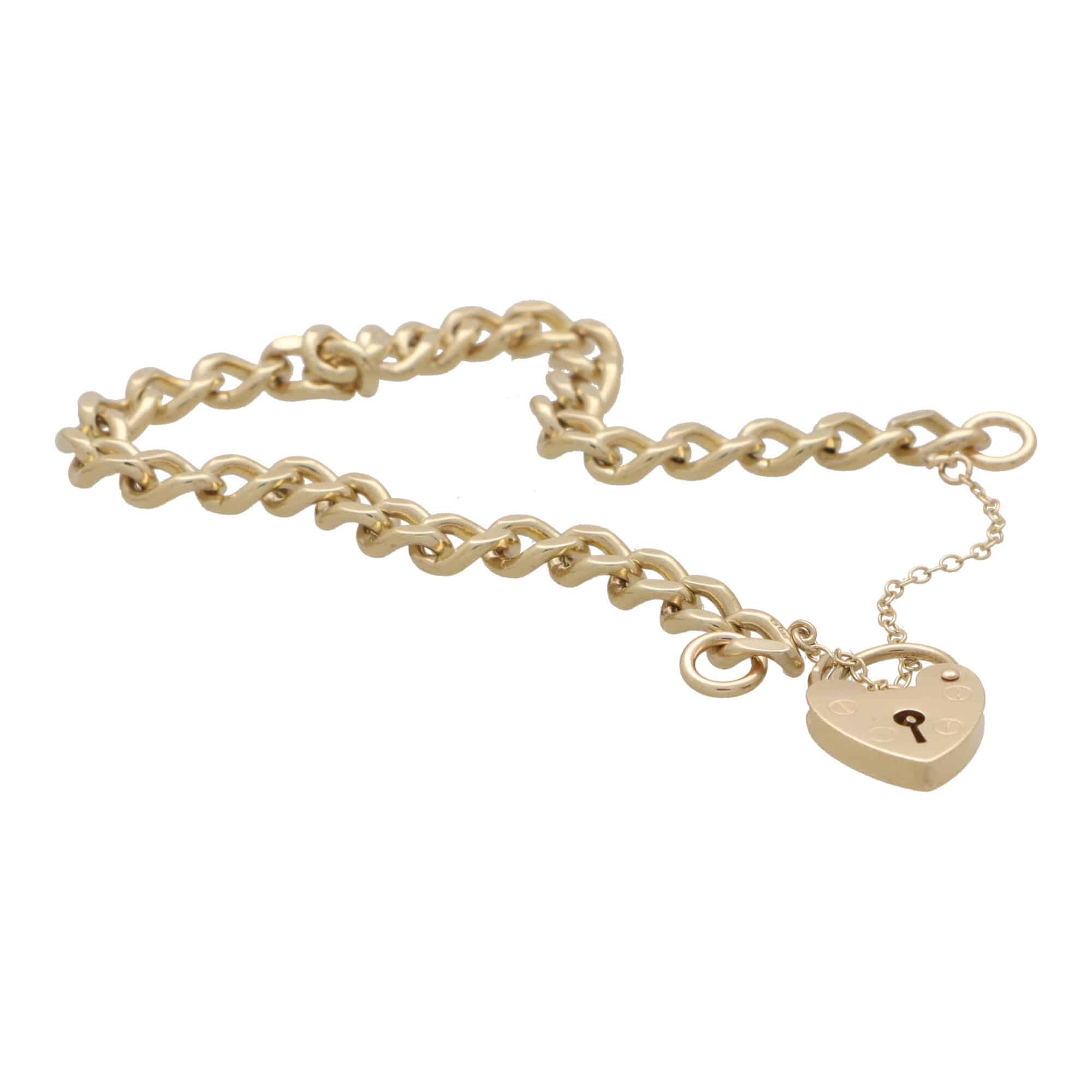 Vintage 1970's Open Link Heart Padlock Bracelet at Susannah Lovis Jewellers