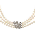 Vintage 1950's Pearl and Diamond Choker Necklace