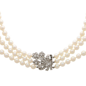 Vintage 1950's Pearl and Diamond Choker Necklace