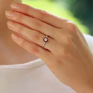 Art Deco Inspired Diamond and Ruby Target Ring