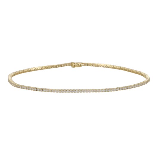 Contemporary 2.18ct Diamond Yellow Gold Line Bracelet