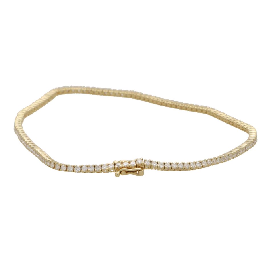 Contemporary 2.18ct Diamond Yellow Gold Line Bracelet