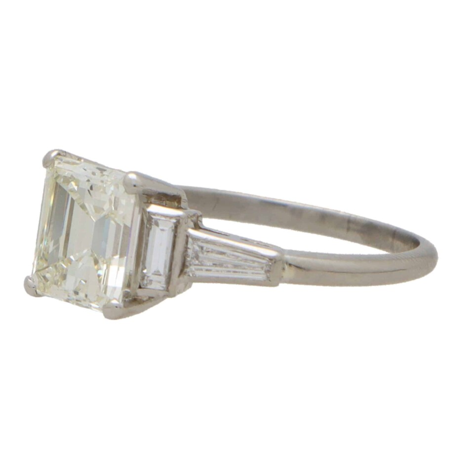 Art Deco GIA Certified Emerald Cut Diamond Ring